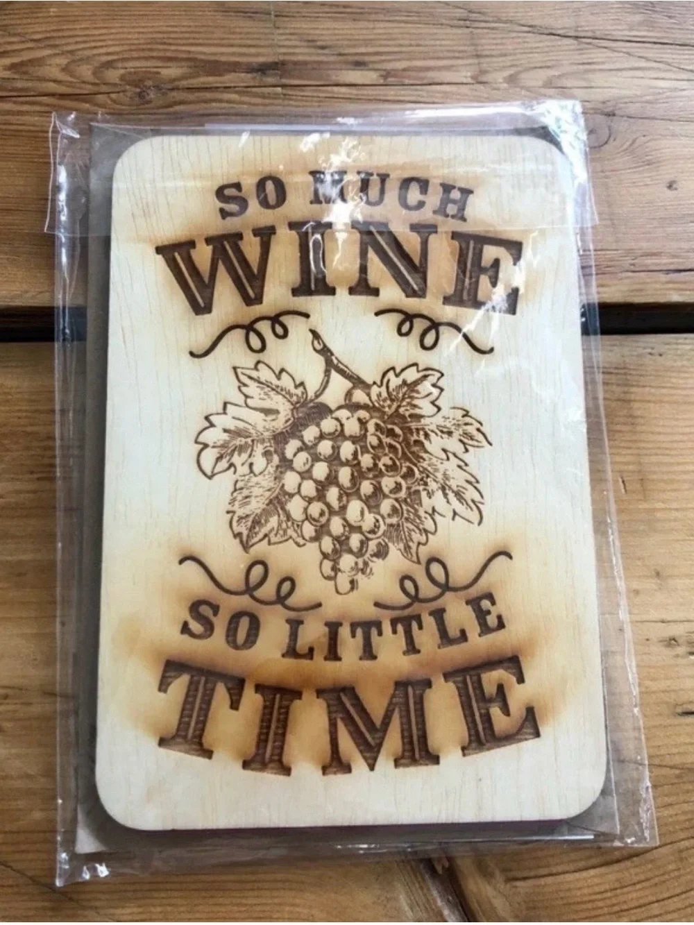 So Much Wine So Little Time Wooden Birthday Card! + 2 Wine Corks! Perfect Gift!